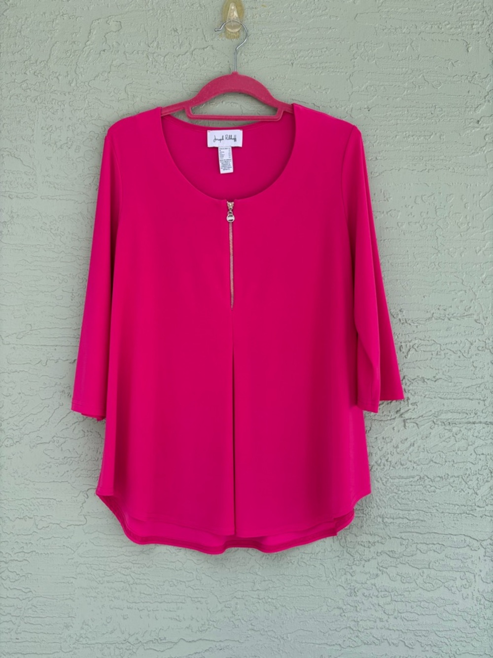 Joseph Ribkoff Hot Pink Zip-Front Flared Tunic - Picture 2 of 9